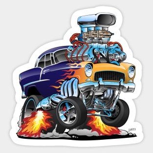 Classic Fifties Hot Rod Muscle Car Cartoon Sticker